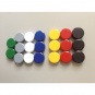 Magnete rund, Ø 30 mm mit Facettenrand, 10 mm hoch, 20 Stück, 7 Farben, 